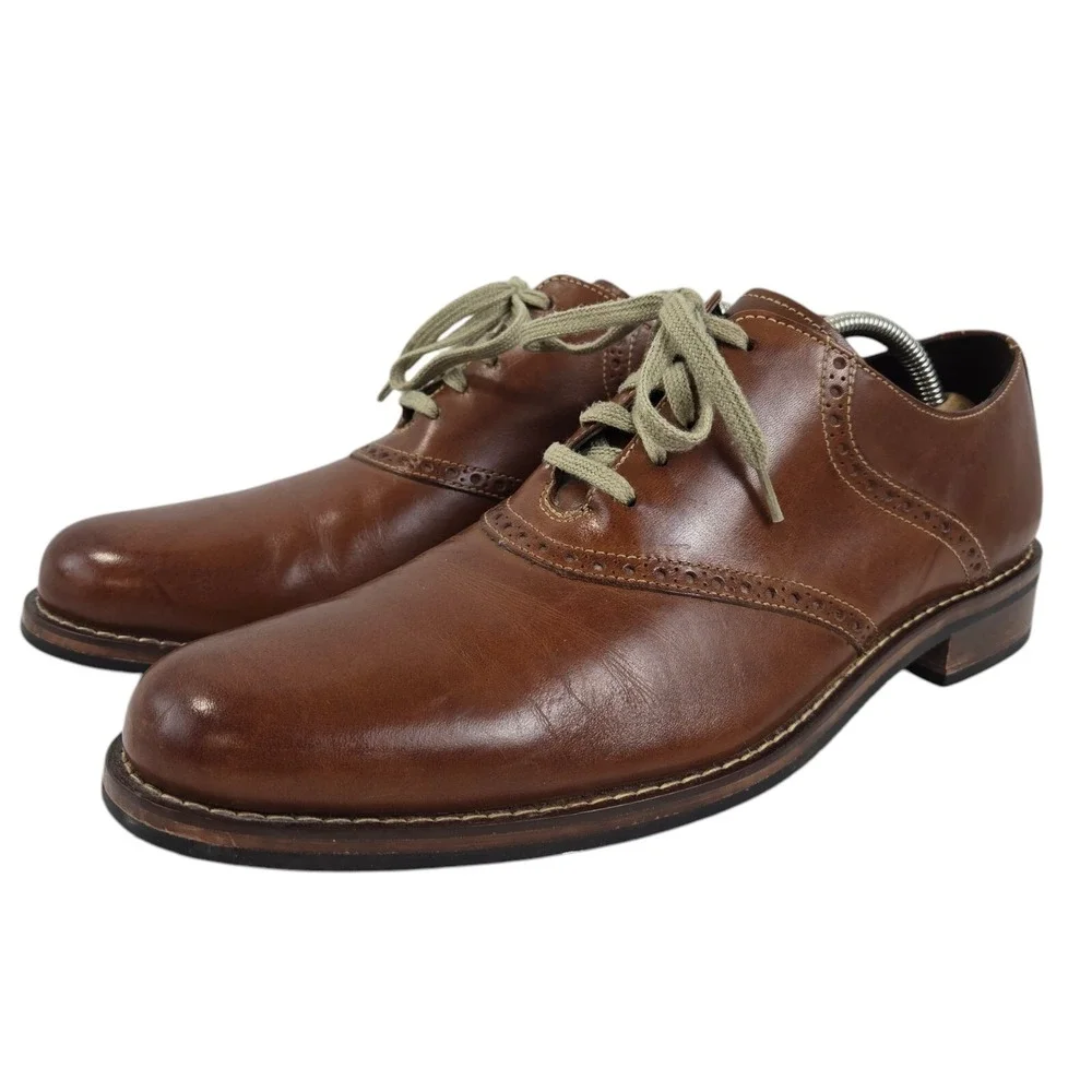 Cole Haan Drake Brown Leather Plain Toe Brogue Dress Shoes Men's 11.5 M EUC